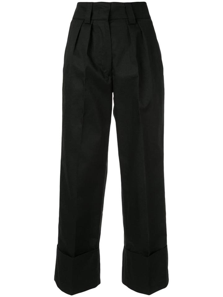 Msgm Pleated Cuffed Trousers - Black