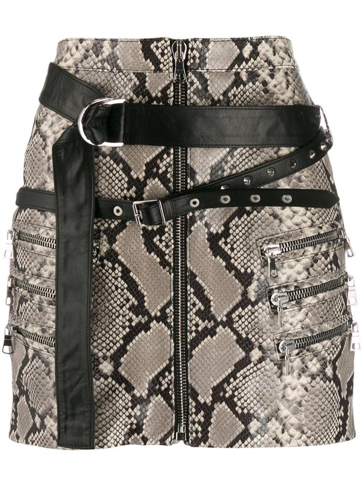 Unravel Project Snakeskin Print Mini Skirt - Grey