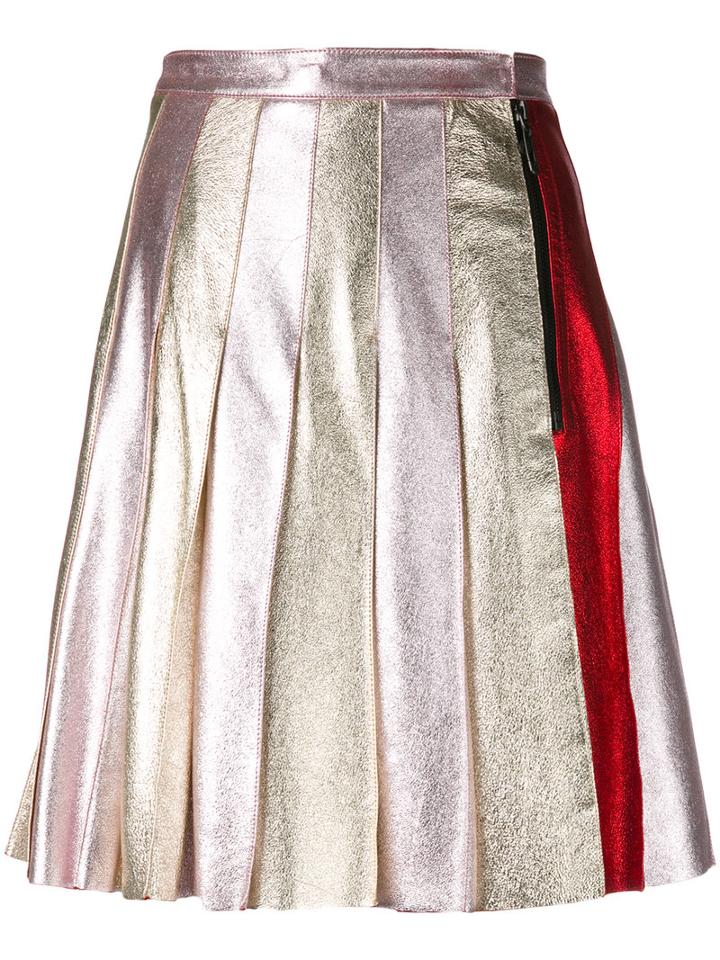 Sonia By Sonia Rykiel - Pleated Skirt - Women - Leather - 38, Grey, Leather