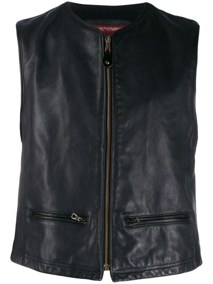 Giorgio Armani Pre-owned 1990's Zipped Leather Vest - Grey