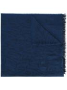 Salvatore Ferragamo Graphic Ferragamo Lettering Scarf, Men's, Blue, Wool/cashmere/silk