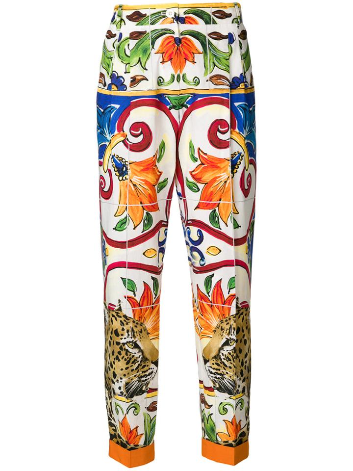 Dolce & Gabbana Leopard Print Cropped Trousers - Multicolour