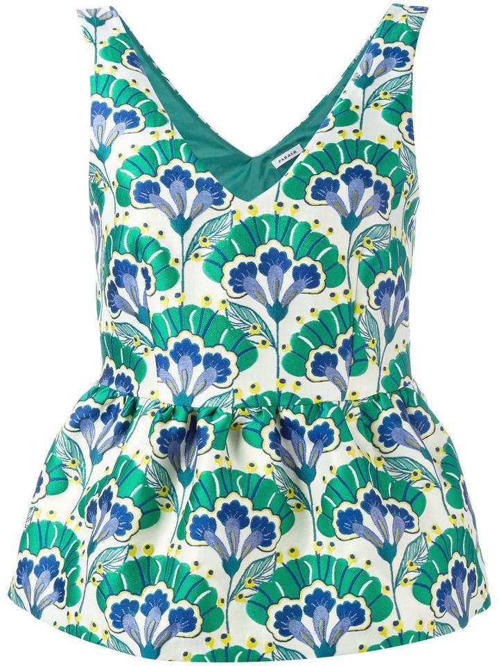 P.a.r.o.s.h. Floral Print Top, Women's, Green, Polyamide/polyester/acetate/viscose