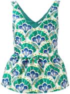 P.a.r.o.s.h. Floral Print Top, Women's, Green, Polyamide/polyester/acetate/viscose