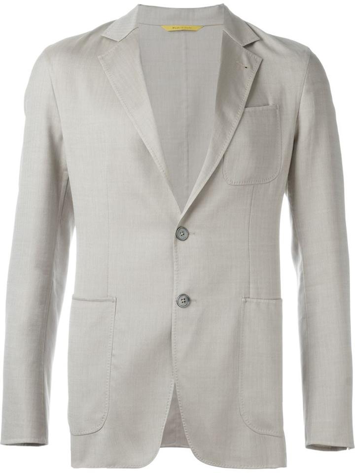 Canali Two Button Blazer, Men's, Size: 48, Nude/neutrals, Silk/cotton/nylon/wool