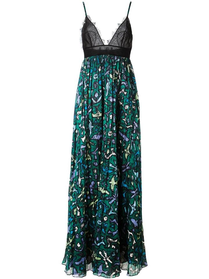 Valentino Printed Skirt Evening Dress, Women's, Size: 40, Black, Cotton/polyamide