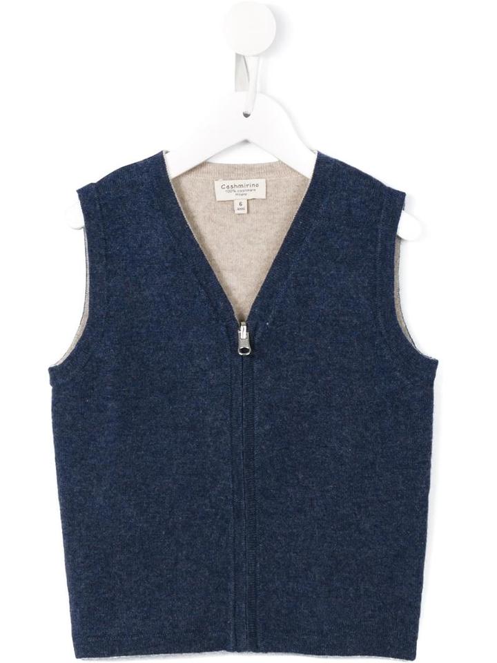 Cashmirino - V-neck Gilet - Kids - Cashmere - 4 Yrs, Blue