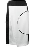 Dkny Printed Panel Wrap Skirt, Women's, Size: 2, Black, Silk