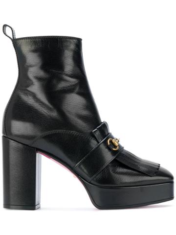 Gucci Black Leather Nove 105 Platform Boots