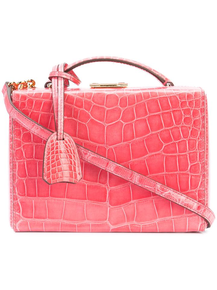 Mark Cross - Mini Crocodile Effect Trunk Shoulder Bag - Women - Leather - One Size, Pink/purple, Leather