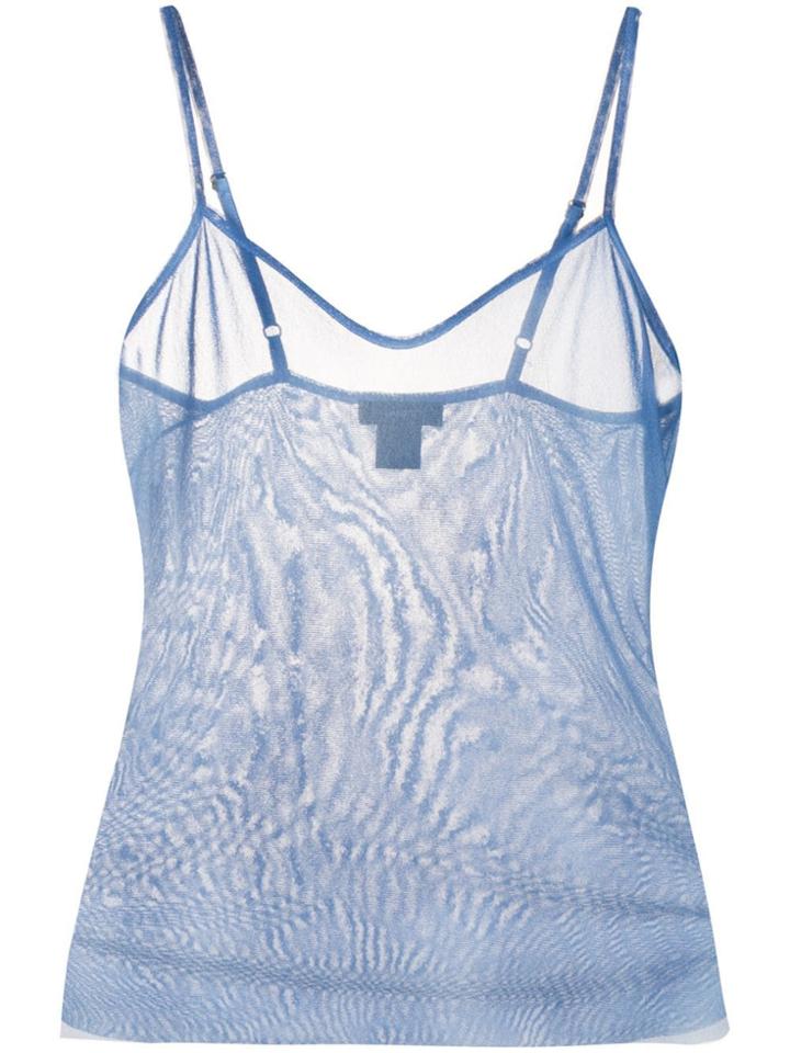Avant Toi Sheer Vest Top - Blue