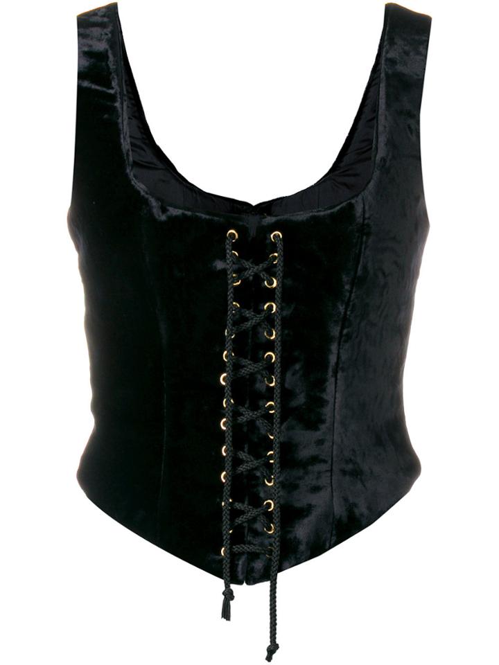 Moschino Vintage Lace-up Fitted Top - Black