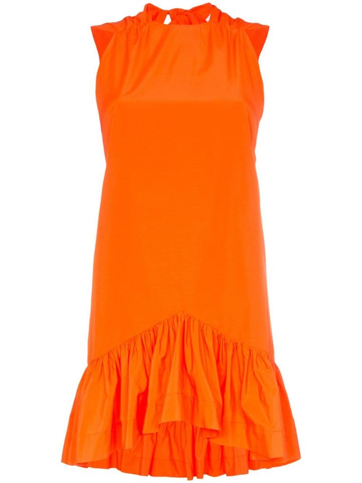 Msgm Peplum Hem Bow Back Mini Dress - Orange
