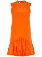 Msgm Peplum Hem Bow Back Mini Dress - Orange