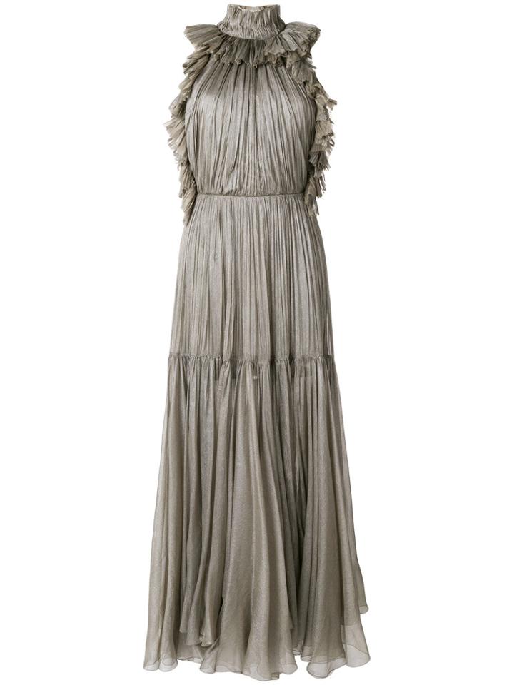 Maria Lucia Hohan Metallic Tiered Zelma Gown - Grey