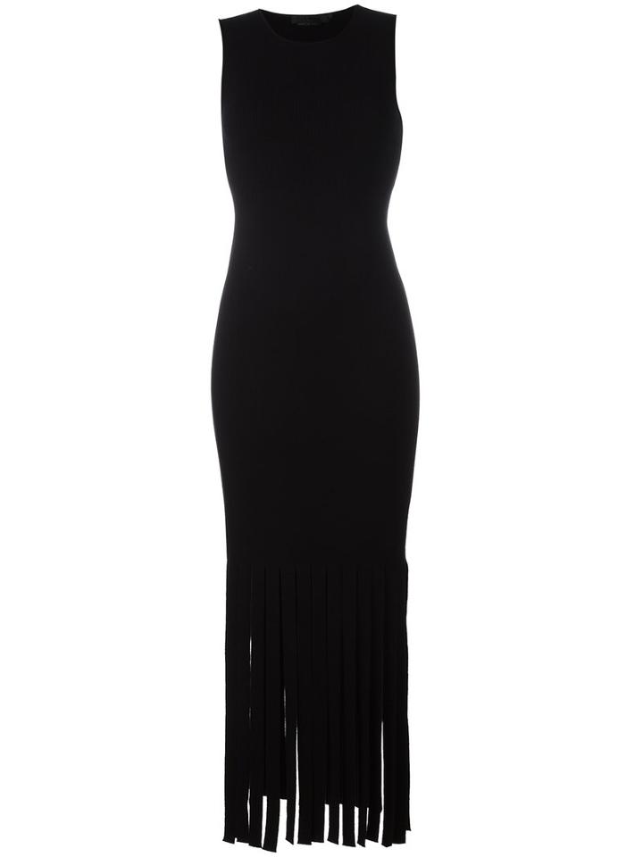 Alexander Wang Fringed Dress, Women's, Size: Medium, Black, Polyester/viscose
