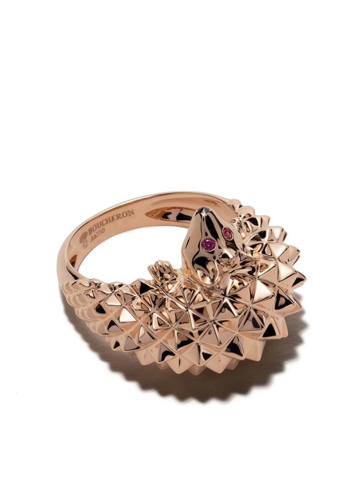 Boucheron 18kt Rose Gold Hans, The Hedgehog Diamond And Ruby Ring - Pg
