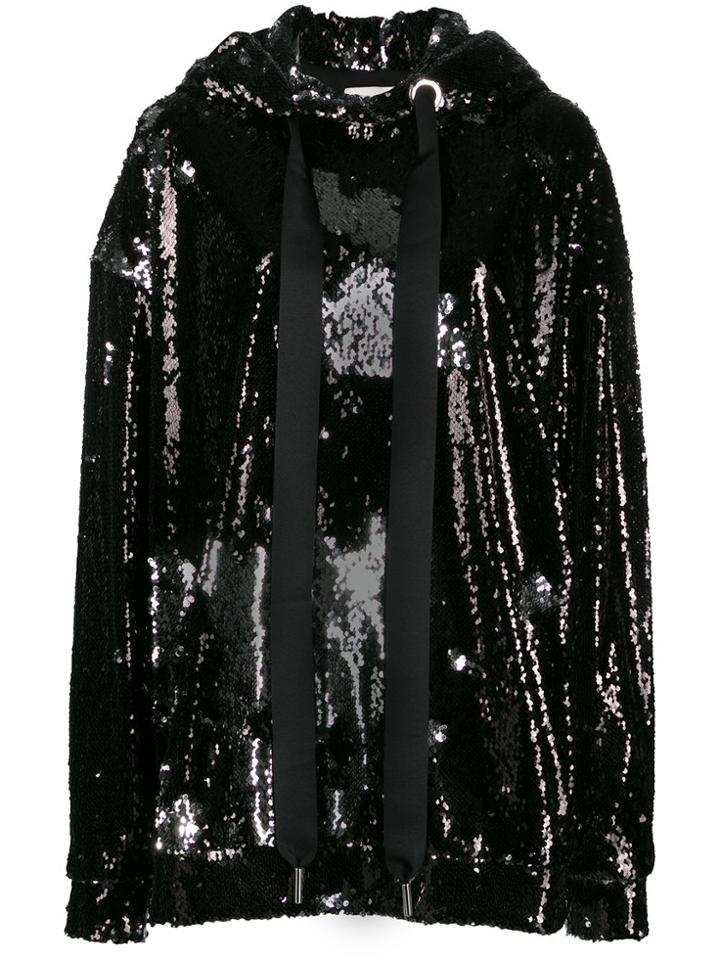 Marques'almeida Oversized Sequin Embellished Hoodie - Black