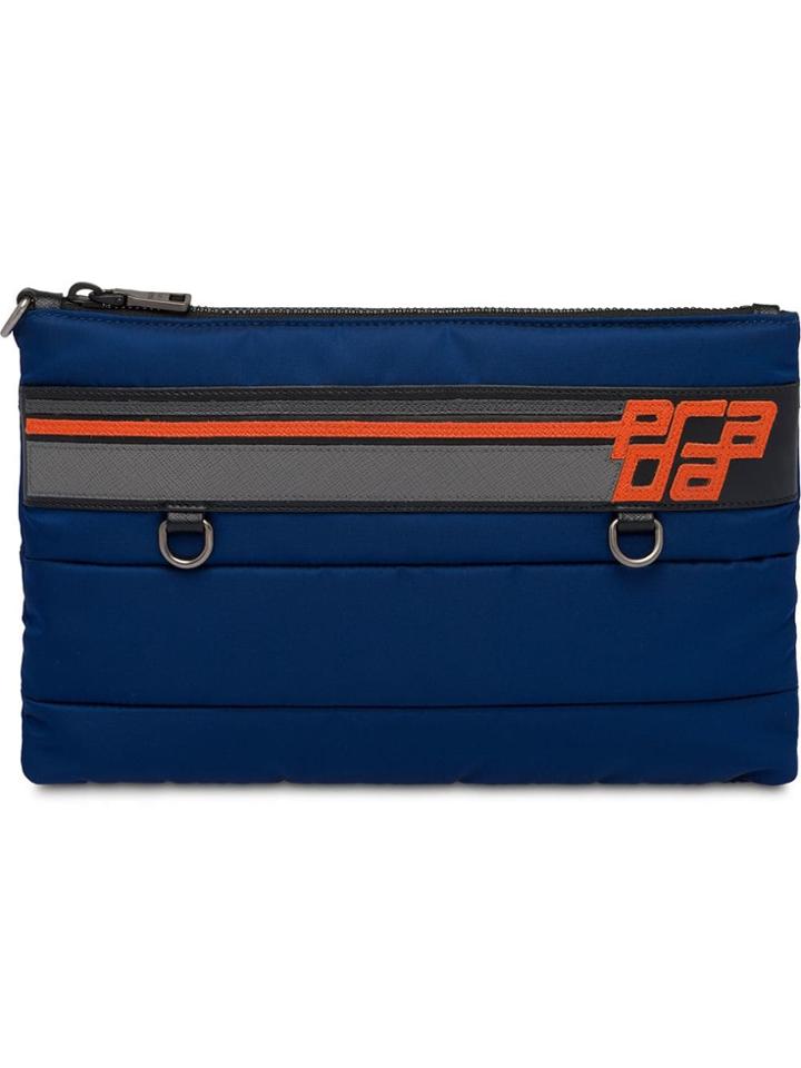 Prada Stitched Fabric Document Holder - Blue