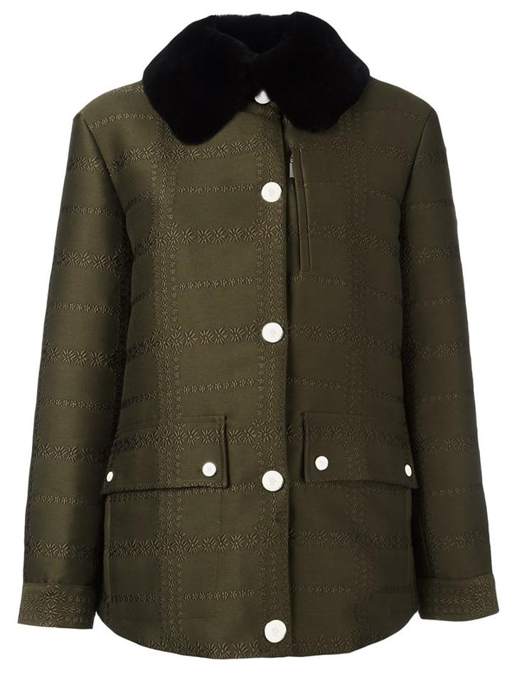 Moncler Gamme Rouge 'edelweiss' Coat, Women's, Size: 2, Green, Cotton/polyamide/polyester/rabbit Fur