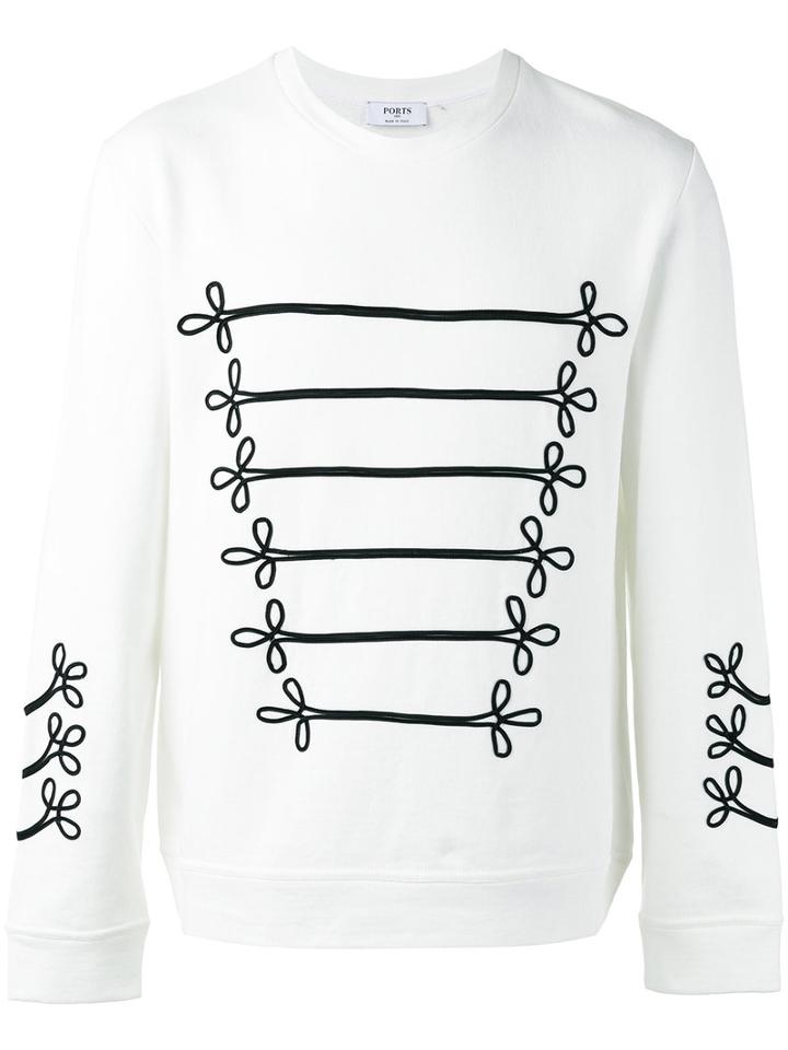 Ports 1961 Embroidered Sweatshirt, Men's, Size: Small, White, Cotton