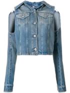 Mm6 Maison Margiela Cut-out Shoulder Denim Jacket - Blue