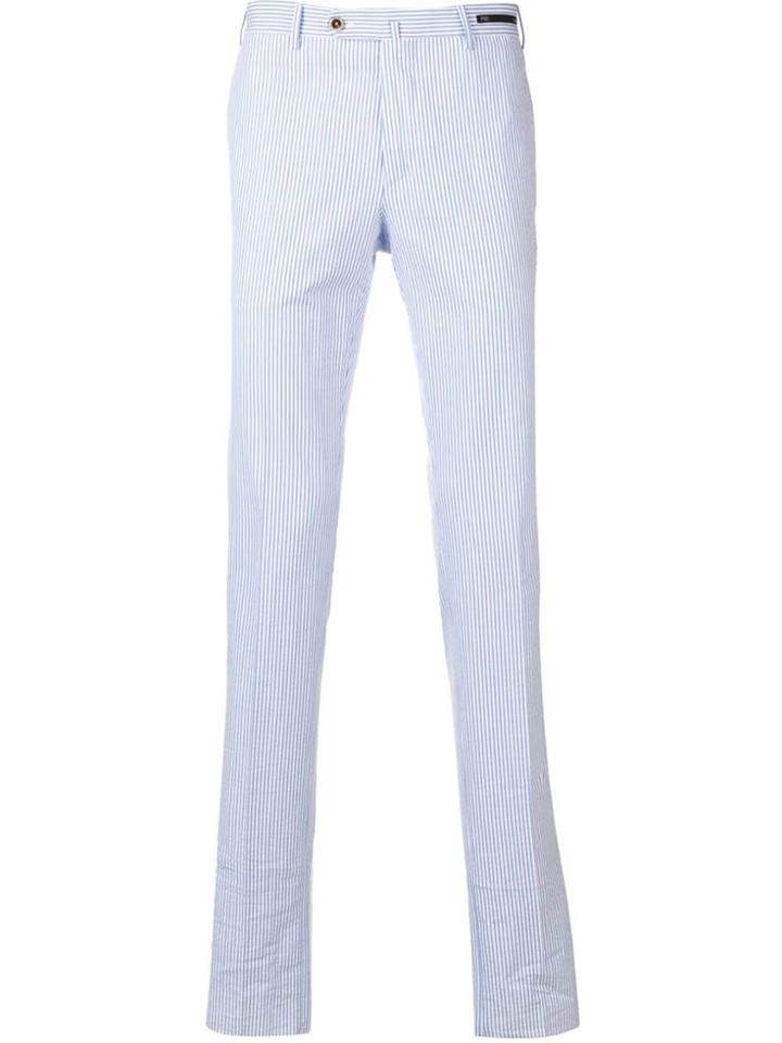 Pt01 Classic Striped Chinos - Blue