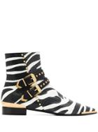 Versace Zebra Print Ankle Boots - Black