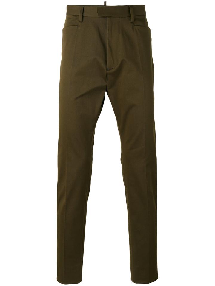 Dsquared2 Tailored Trousers, Men's, Size: 44, Green, Cotton/spandex/elastane