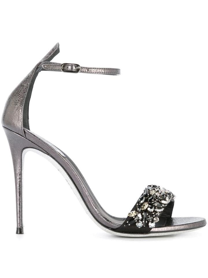 René Caovilla Embellished Stiletto Sandals - Black