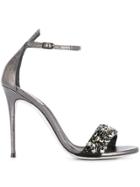 René Caovilla Embellished Stiletto Sandals - Black