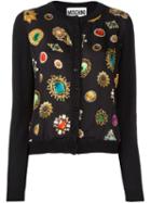 Moschino Jewel Print Cardigan, Women's, Size: 40, Black,