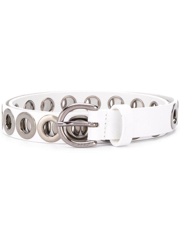 Diesel Eyelet Detail Belt - White
