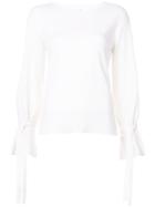 Adam Lippes - Tie Sleeve Top - Women - Cotton/merino - M, White, Cotton/merino