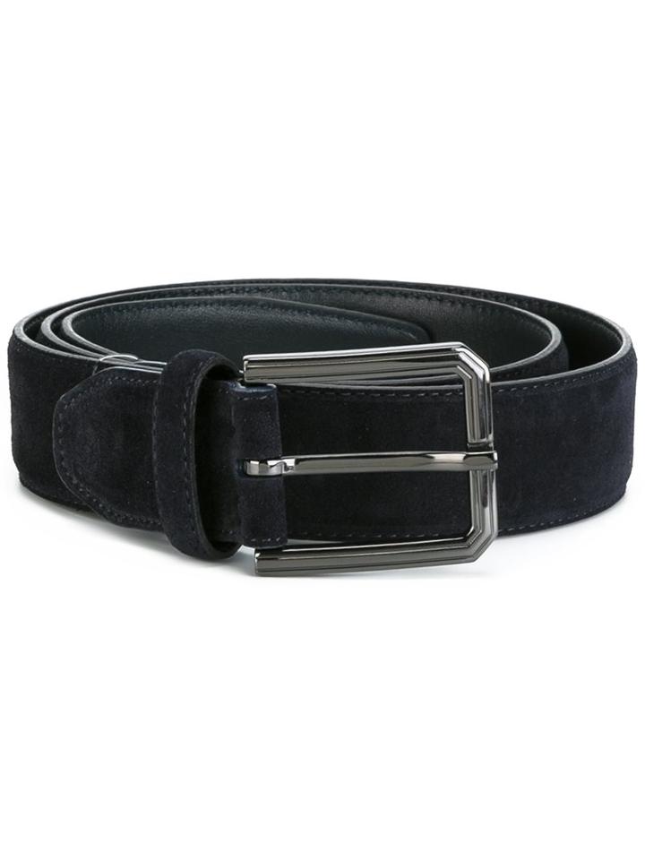 Kiton Classic Belt, Men's, Size: 85, Blue, Suede