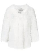 Yves Salomon - Collarless Jacket - Women - Polyamide/polyester/spandex/elastane/racoon Fur - 38, White, Polyamide/polyester/spandex/elastane/racoon Fur