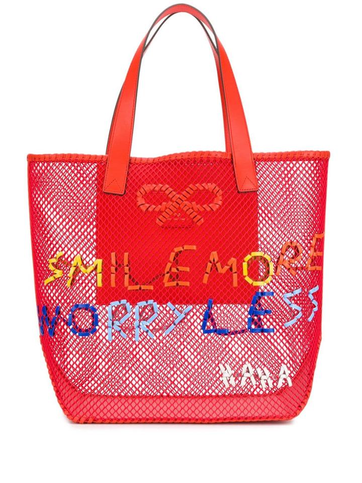 Anya Hindmarch Smile More Mesh Tote Bag - Red
