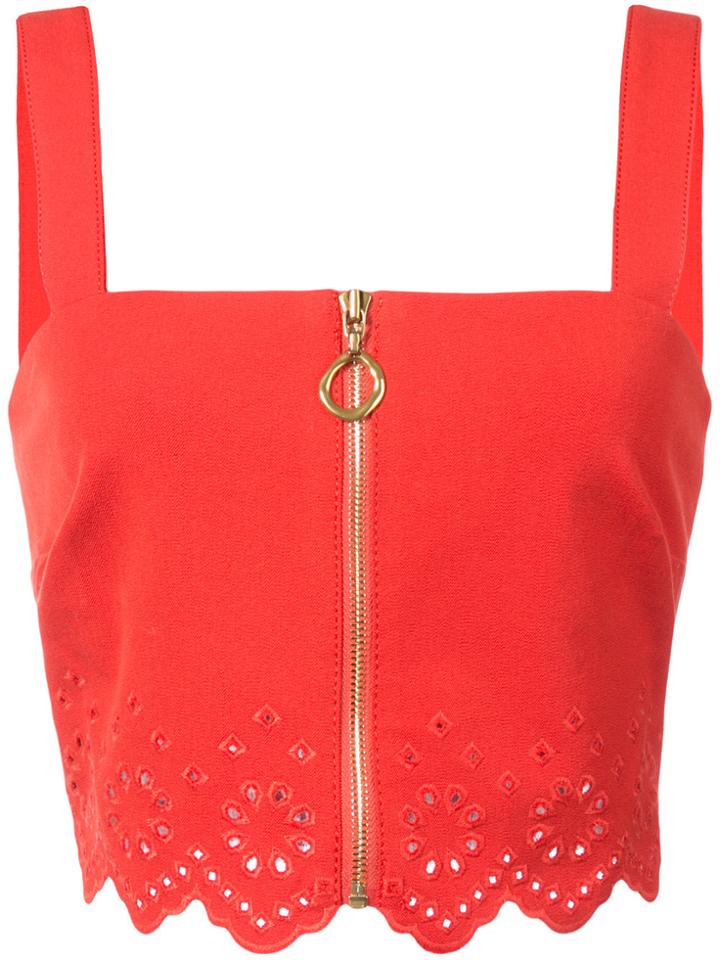 Derek Lam 10 Crosby Crop Top With Eyelet Embroidery - Red