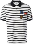 Alexander Mcqueen Striped Badge Appliqué Polo Shirt, Men's, Size: Medium, Black, Cotton