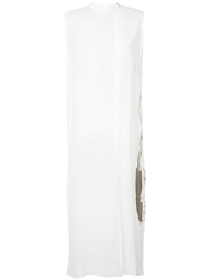 Isabel Benenato Sheer Sleeveless Dress - White