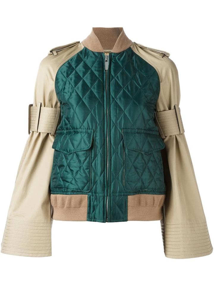 Sacai Military Bomber Jacket, Women's, Size: 1, Green, Polyester/cotton/cupro