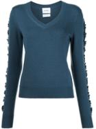 Barrie Cashmere V-neck Jumper, Women's, Size: Medium, Blue, Cashmere