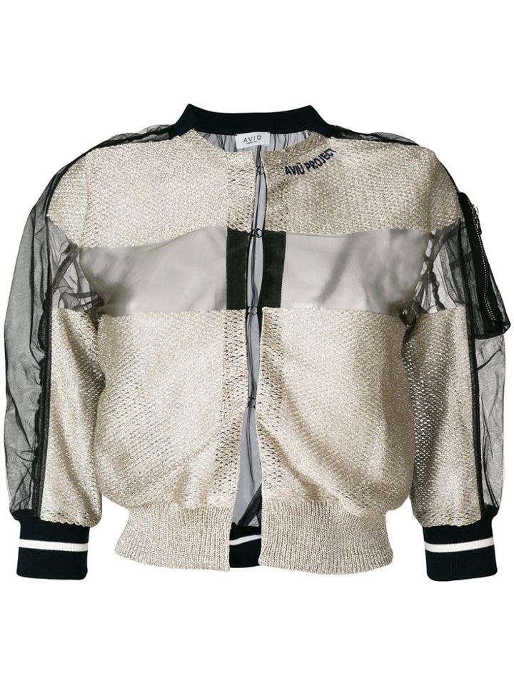 Aviù Knitted Panel Bomber Jacket - Multicolour