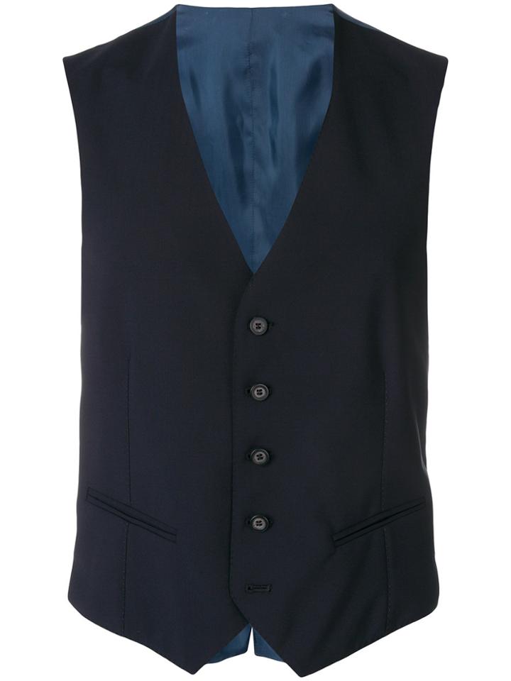Tonello Plain Single Breasted Waistcoat - Blue