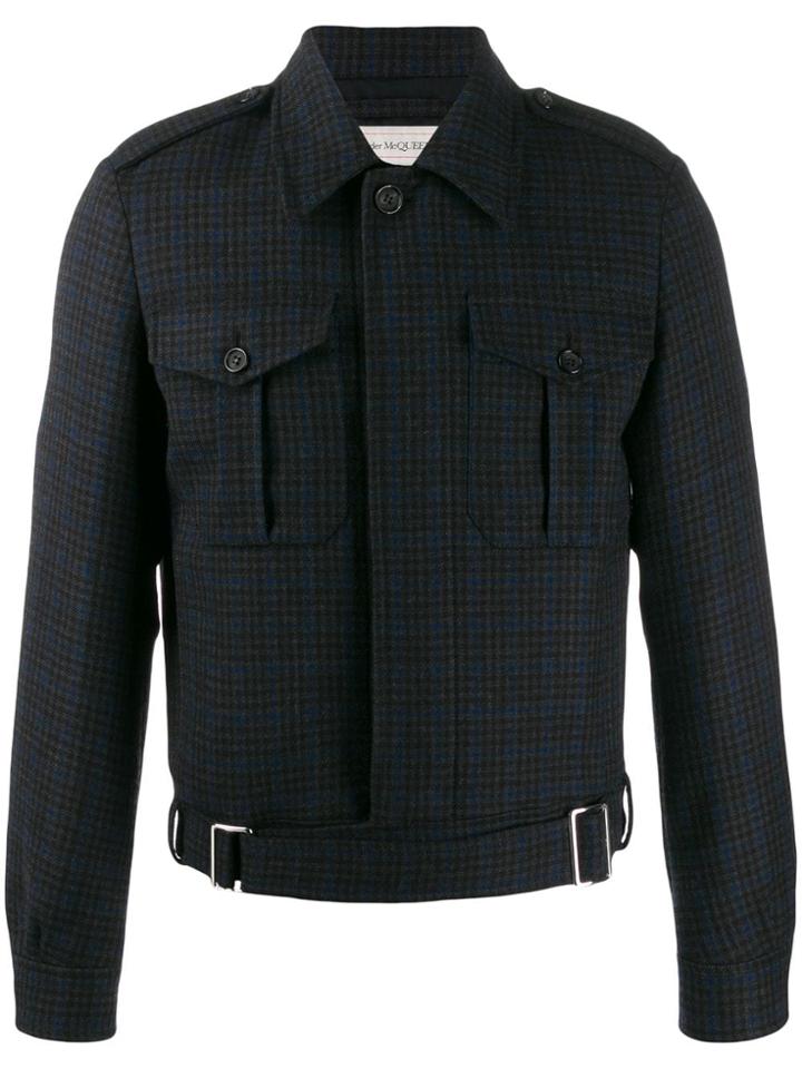 Alexander Mcqueen Check Print Cropped Jacket - Grey