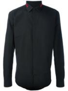 Givenchy Contrast Stripe Collar Shirt, Men's, Size: 40, Black, Cotton/polyester/ceramic
