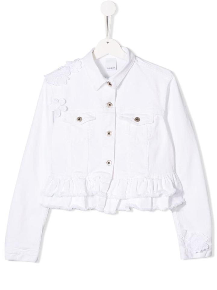 Dondup Kids Ruffled Hem Denim Jacket - White