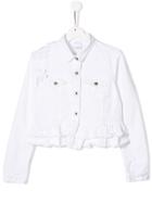 Dondup Kids Ruffled Hem Denim Jacket - White