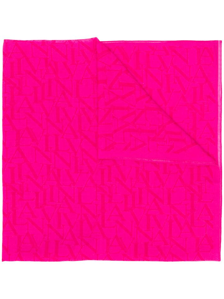 Lanvin Logo Embroidered Scarf - Pink & Purple