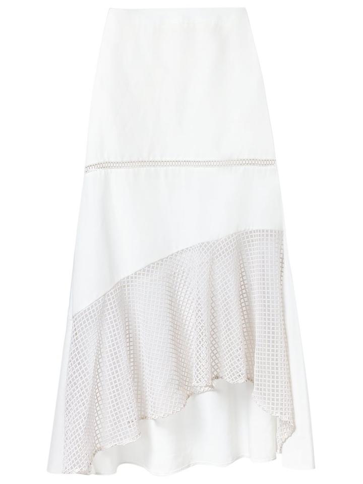 Giuliana Romanno Lace Midi Skirt, Women's, Size: 38, White, Viscose/kenaf/polyester
